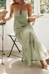 Tiered Halter Neck Cami Dress OutfitFlow